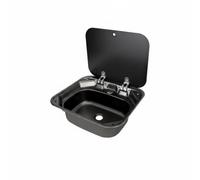 LeeQinersw Évier Pliant en Acier Inoxydable pour Fourgon avec Couvercle Rabattable et Surface Brillante pour Lavage Mains et Rangement Efficace Adapté aux Petites Cuisines Mobiles, Évier