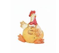 LeeQinersw Figurine Décorative en Résine Coq et Poule Champêtre Sculpture Ornement Campagne Imitation Bois Résistante à l'usure pour Étagère Cheminée Bureau, Jaune