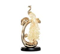 LeeQinersw Figurine Statue Décor Sculpture Oiseau Ornement Résine Plastique Corps Translucide Base Ébène Style Contemporain Luxe Convient au Salon Entrée Bureau Meuble TV, Or Rose, ST561B