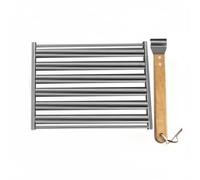 LeeQinersw Grill Rack Râtelier Barbecue Saucisses Grille INOX à Roulement pour Rôtir de Manière Égale Manche Démontable en Bois pour Sécurité Léger et Pliable, Grand