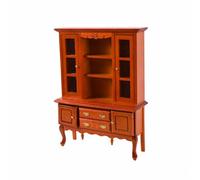 LeeQinersw Meuble D'exposition Miniature en Bois Artisanal Vitrine Miniature Étagères Tiroirs Vintage pr Scènes Miniatures, Orange