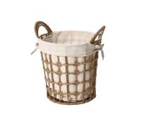 LeeQinersw Panier à Linge Panier de Rangement Corbeille à Linge Panier à Vêtements Panier à Lessive Tressé à la Main avec Doublure et Poignées Structure Corde et, Petite