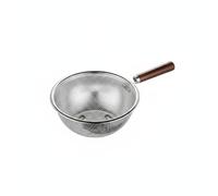 LeeQinersw Passoire en Acier Inoxydable 304 Passoire Tamis Panier Écumoire Filtrage Fin avec Manche en Bois Résistant à la Chaleur pour Égouttage Rinçage, 23 Cm