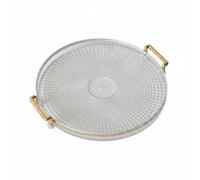 LeeQinersw Plateau à Motif Diamant Plateau à Poignées Plateau Décoratif Plateau de Présentation en Plastique Transparent Effet Verre Adapté pour Table Basse, Transparent, Tôle+Diamantée