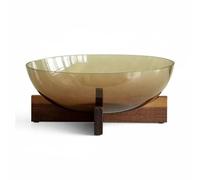LeeQinersw Plateau Industriel Grand Plat Service en Verre avec Support Bois Massif Style Contemporain Fonction Rangement Organisée pour Fruits et Petits Objets, Grand