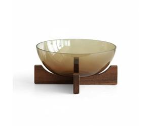 LeeQinersw Plateau Industriel Grand Plat Service en Verre avec Support Bois Massif Style Contemporain Fonction Rangement Organisée pour Fruits et Petits Objets, Petit