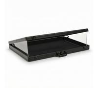 LeeQinersw Présentoir Pliable Aluminium avec Vitrine Acrylique Transparente Table de Présentation Boîte de Rangement Comptoir Portable Structure Aluminium, Array, Noir Brillant, 40.5 30 7.5