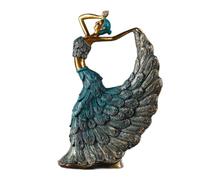 LeeQinersw Sculpture Décorative Figurine Danseuse Femme Statue Résine Ornement Table Embossage Plumes Silhouette Élancée Finition, Bronze, Moderne, Esthétique Orientale