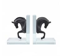 LeeQinersw Serre Livres Cheval Résine Cristal Support Livres Décor Bibliothèque Butoir Rayonnage Résine et Socle Clair Style Épuré Organisation et Présentation