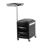 LeeQinersw Siège de Salon de Beauté Tabouret Trolley Chariot de Coiffure avec Tiroirs Amovibles Plateaux Latéraux et Base à roulettes en Acier Inoxydable pour
