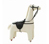 LeeQinersw Tabouret Cheval Ottoman Siège Décoratif Banc Repose-Pieds Cheval à Long Cou avec Détails Similicuir Cadre Bois roulettes Mobile Adapté au Salon Chambre Entrée Bureau Maison, Blanc