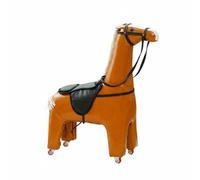 LeeQinersw Tabouret Cheval Ottoman Siège Décoratif Banc Repose-Pieds Cheval à Long Cou avec Détails Similicuir Cadre Bois roulettes Mobile Adapté au Salon Chambre Entrée Bureau Maison, Marron