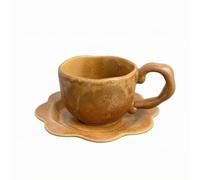 LeeQinersw Tasse à Le Compatible Micro-Ondes Mug Émaillé, Tasse à Le à Bord Pétale, Ergonomique, Brun