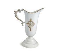LeeQinersw Vase Style Rustique Silhouette Trophée Urne Décorative Amphore Vase à Fleurs en Fer Blanc Patiné avec Deux Poignées Élégantes Socle Rond Stable Adapté, Vase De Style Européen 25W426BP