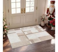 Leesentec Tapis Beige Salon Chambre Lavable Antidérapant Marron 80x120cm | Intérieur & Extérieur | Compatible chauffage au sol | Adapté à l'aspirateur laveur | Utilisable toute l'année | Toutes pièces