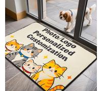 Leesentec Tapis Personnalisé avec Noms Photo et Logo | Paillasson Personnalisé Antidérapant Lavable en Machine | Objet Personnalisable comme Famille Entreprise et Animaux (60 x 90 cm)