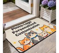 Leesentec Tapis Personnalisé avec Noms Photo et Logo | Paillasson Personnalisé Antidérapant Lavable en Machine | Objet Personnalisable comme Famille Entreprise et Animaux (50 x 75 cm)