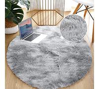 Leesentec Tapis Rond Chambre Tapis Salon Anti Slip Doux Moelleux Tapis Shaggy Tapis de Sol Grand pour Couloir (Gris Blanc, 160cm)