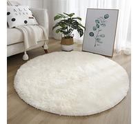 Leesentec Tapis Rond Chambre Tapis Salon Anti Slip Doux Moelleux Tapis Shaggy Tapis de Sol Grand pour Couloir (Blanc, 140cm)