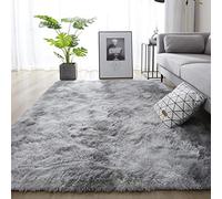 Leesentec Tapis Salon Chambre Doux Tapis Fourrure Decoration Salon Antidérapant Moelleux Tapis de Salon Moderne Shaggy Tapis de Sol Grand (Gris Blanc, 160 * 230cm)