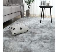 Leesentec Tapis Salon Tapis Chambre Adolescent Fille Shaggy Moderne Design Poil Long Doux Anti Slip Grand Tapis pour Enfant Chambre (Gris/Blanc, 140 * 200cm)
