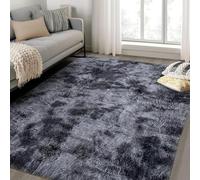 Leesentec Tapis Salon Tapis Chambre Adolescent Fille Shaggy Moderne Design Poil Long Doux Anti Slip Grand Tapis pour Enfant Chambre (Noir/Blanc, 140 * 200cm)