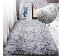 Leesentec Tapis Salon Tapis Chambre Adolescent Fille Shaggy Moderne Design Poil Long Doux Anti Slip Grand Tapis pour Enfant Chambre (Gris/Blanc, 80 * 120cm)