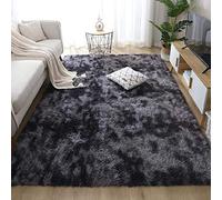 Leesentec Tapis Salon Tapis Chambre Adolescent Fille Shaggy Moderne Design Poil Long Doux Anti Slip Grand Tapis pour Enfant Chambre (Noir/Blanc, 135 * 185cm)