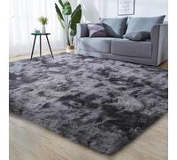 Leesentec Tapis Salon Tapis Chambre Adolescent Fille Shaggy Moderne Design Poil Long Doux Anti Slip Grand Tapis pour Enfant Chambre (Noir/Blanc, 80 * 120cm)