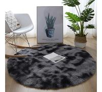 Leesentec Zone Tapis Ronde Chambre Tapis Salon Anti Slip Doux Moelleux Tapis Shaggy Tapis de Sol Grand pour Couloir (Noir/Gris, 140)