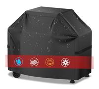 LEESITEC Housse de Protection imperméable et résistante pour Barbecue à gaz, Anti-poussière, Anti-UV, Anti-décoloration, avec Cordon de Serrage et Sac de Rangement, 147,3 cm, Noir
