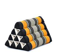 LEEWADEE Coussin Triangulaire Thaï 50 x 33 x 33 cm - Kapok Appui Dos | Coussin de lecture, de sol & de méditation avec dossier et rouleau genou - pour lit & canapé, déco salon