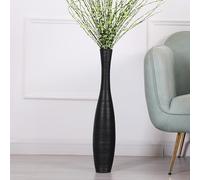Leewadee Grand Vase A Poser Au Sol 65 cm Haut - Vase De Sol pour Fleur Ou Pampa, Noir, Résine