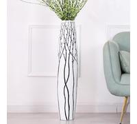 Leewadee Grand Vase A Poser Au Sol 85 cm Haut - Vase De Sol pour Fleur Ou Pampa, Blanc, Résine