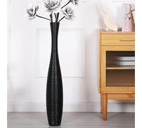 Leewadee Grand Vase A Poser Au Sol 85 cm Haut - Vase De Sol pour Fleur Ou Pampa, Noir, Résine