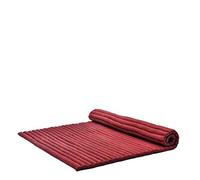 Leewadee Matelas De Sol Pliable, Futon Japonais Enroulable, Lit D'Appoint 2 Personnes, Chauffeuse 2 Places, Tapis Méditation en Kapok, 190 x 145 cm, Rouge