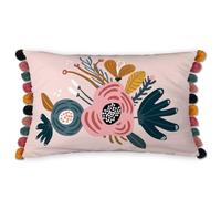 L'effet papillon Coussin 30x50 cm Coton Champetre avec Pompons