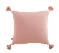 L'effet papillon Coussin carré 40x40 cm Gaze de Coton avec Pompons Rose