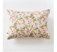 L'EFFET PAPILLON - Coussin déhoussable 40 x 60 cm, gaze de coton imprimé CLARENCE, motif floral rose