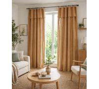 L'effet papillon Lot de 2 Rideaux Ajustables + 8 Anneaux Pinces 140 x 270 cm - Lyocell uni Camel