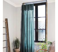 L'effet papillon Rideau Ajustable + 8 Anneaux Pince - Gaze de Coton - 140 x 300 cm - Bleu Canard - Gaïa
