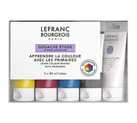 Lefranc Bourgeois 301241 Gouache - Set de 5 Couleurs Primaires, Tubes de 80 ml, Couleurs Intenses, Résistantes à la Lumière et Opaques avec Consistance Crémeuse Uniforme
