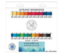Lefranc Bourgeois 301449 Studio Aquarelle - Set de 24 Tubes d’Aquarelle, Couleurs Variées