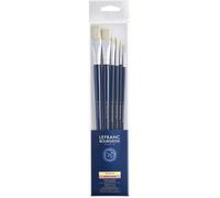 LEFRANC BOURGEOIS Assortiment 6 pinceaux - Rond n°6 et 12, plat n°16 et 24, usé bombé n°6 et 12 - Manche long