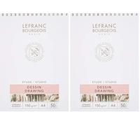 Lefranc Bourgeois Bloc papier dessin esquisse A4 Spirale Set de 50 Feuilles (Lot de 2)