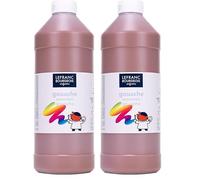Lefranc Bourgeois - Gouache liquide Essentiel pour enfants - Bouteille 1L - Marron (Lot de 2)