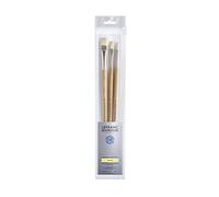 Lefranc Bourgeois Set de 3 Pinceaux en Soie de Porc Rond n°8/Plat Court n° 14/Plat n° 8 Manche Long