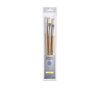 Lefranc Bourgeois Set de 3 Pinceaux en Soie de Porc Usé Bombé n°14/Rond n°14/Plat n°14 Manche Long