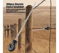 Leftwei Anneaux Isolateurs de Clôture électrique pour Poteaux en Bois, 25 | Longue tige en fer, PP, supports de fil à visser, clôture de pâturage, utilisation agricole