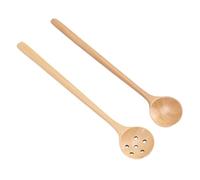 Leftwei Ensemble de Petites Cuillères en Bois, Ustensiles de Cuisine élégants à Long Manche en Bois de Hêtre pour la Cuisine et le Buffet de la Maison, 2 Pièces